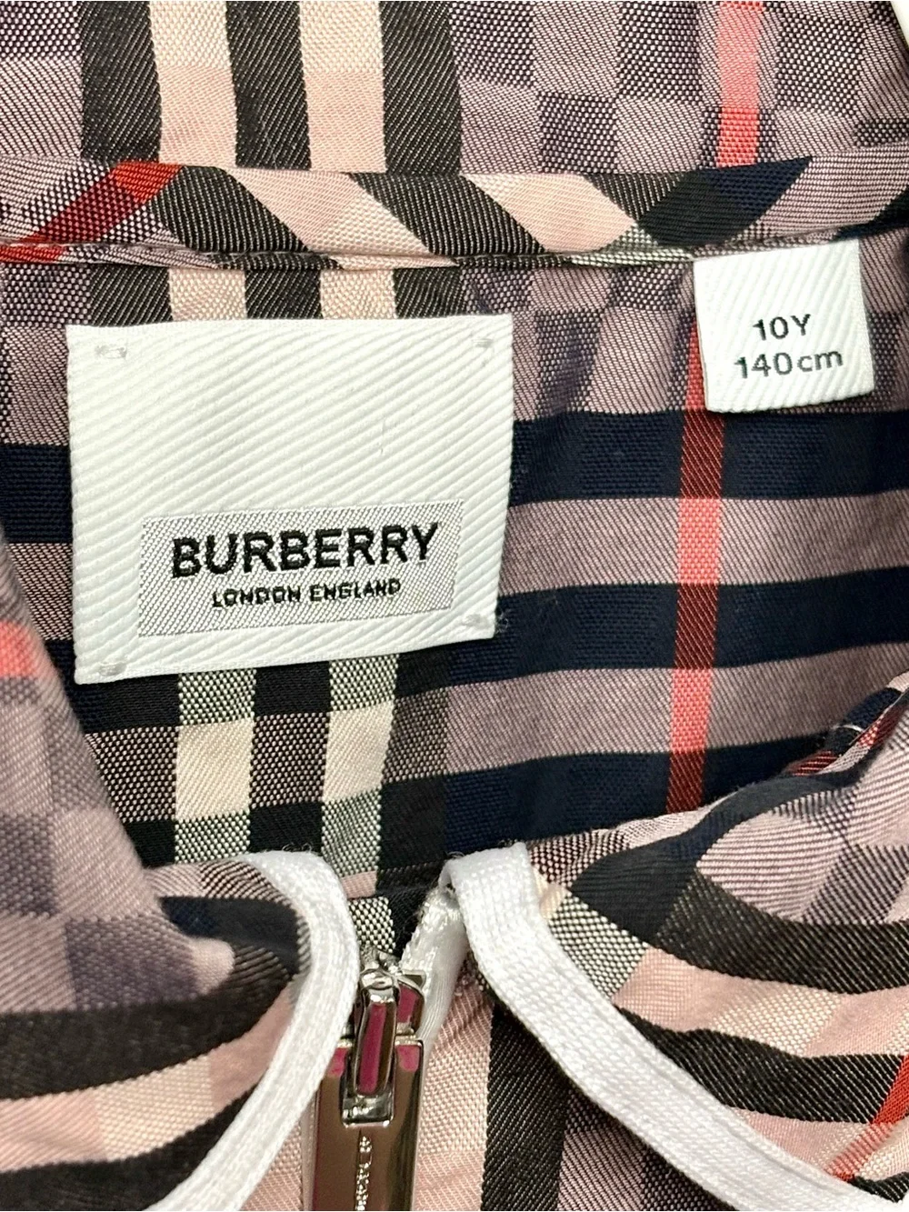 Burberry Girl's Carlotta Checkerboard Plaid Collared Sleeveless Dress size 10Y